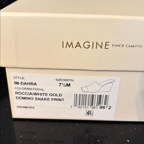 *Vince Camuto IM-DAHRA ROCCIA White Gold DOMINO Snake Print Open Toe Wedges - Picture 3 of 16